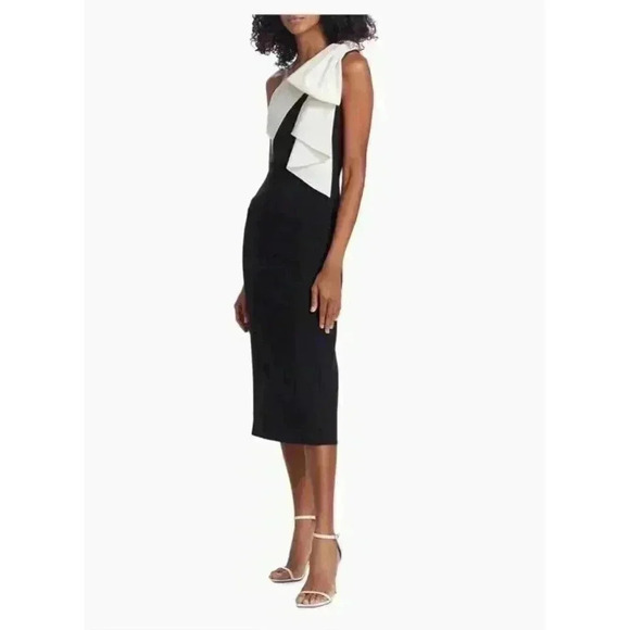 NWT Sachin & Babi One-Shoulder Shane stretch crepe asymmetric dress gown 4/6 - Picture 3 of 13